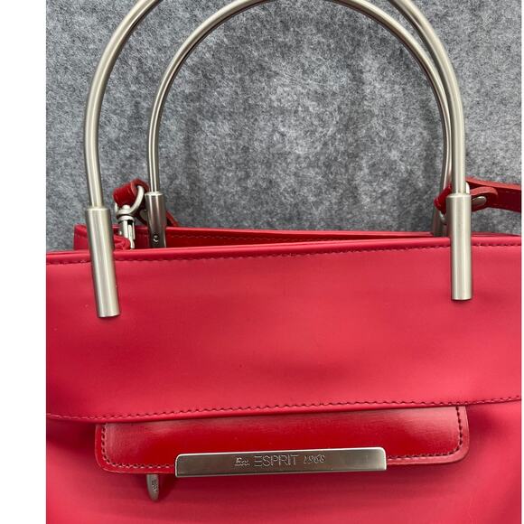 Esprit 1968 Vintage 90s Red Silver Top Handle Crossbody Bag Purse - Picture 13 of 14